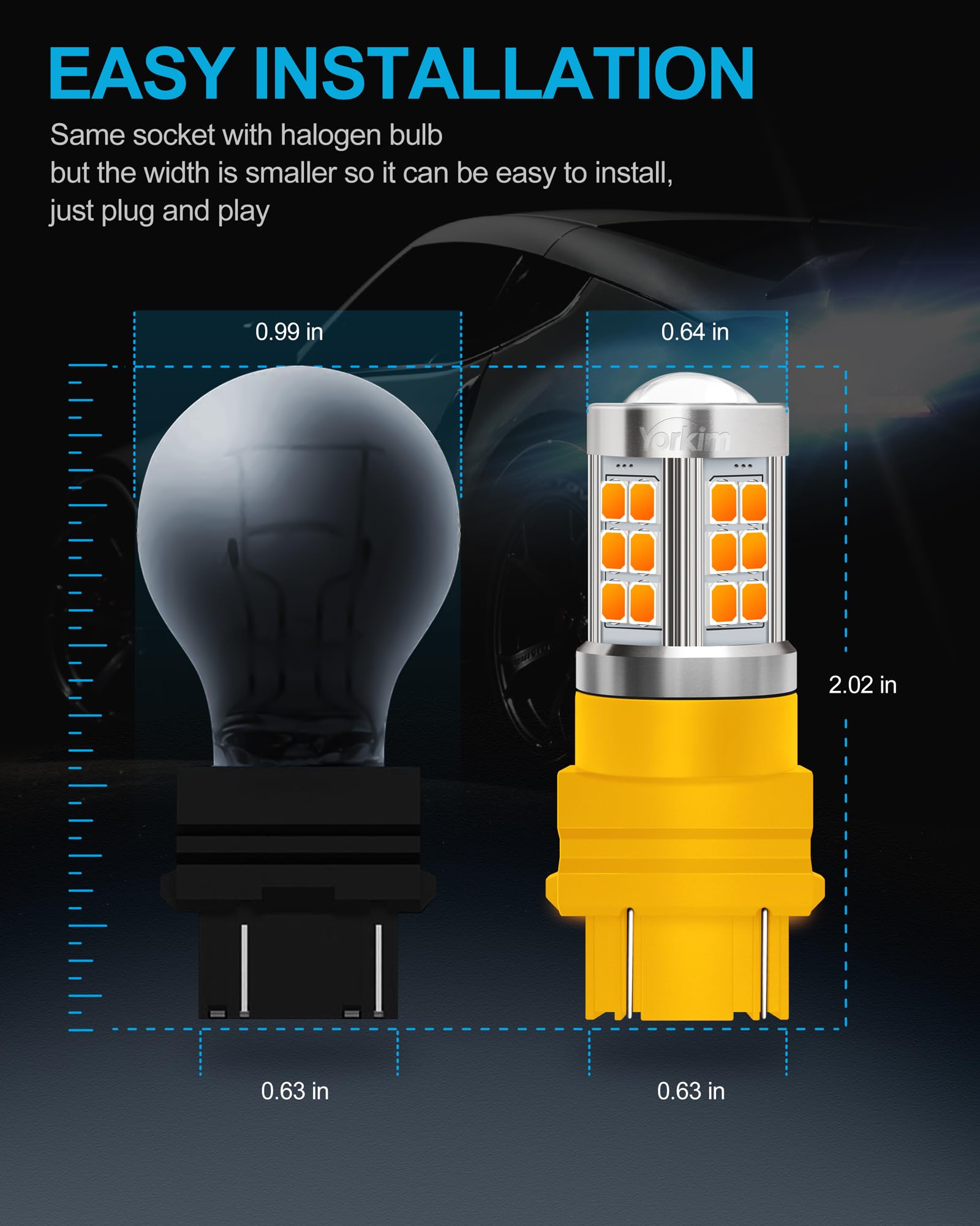 Amazon.com: Yorkim 3157 LED Bulb Amber led turn signal bulb, 3157a